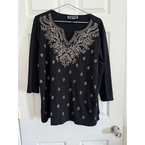 Karen Scott tunic style black top. Size 2X - Picture 1 of 5